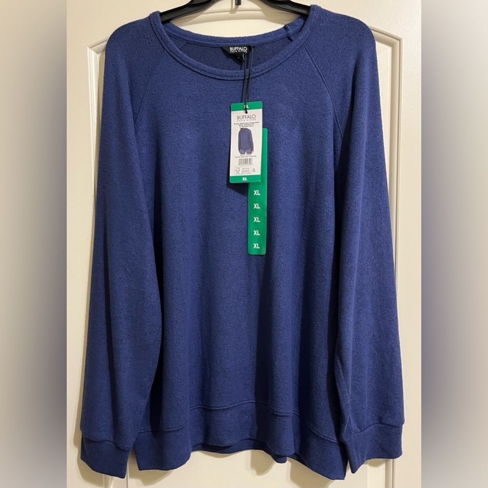 NWT Buffalo David Bitton Women's Dark Navy Blue Heather Sweater Size XL SOFT